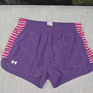 Under Armour Purple Athletic Shorts with Striped Accents